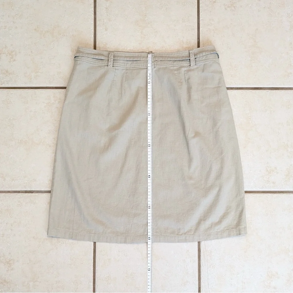 Eddie Bauer Linen & Cotton Size 14 Vintage Button Up A Line Tan Safari Skirt - Picture 12 of 14
